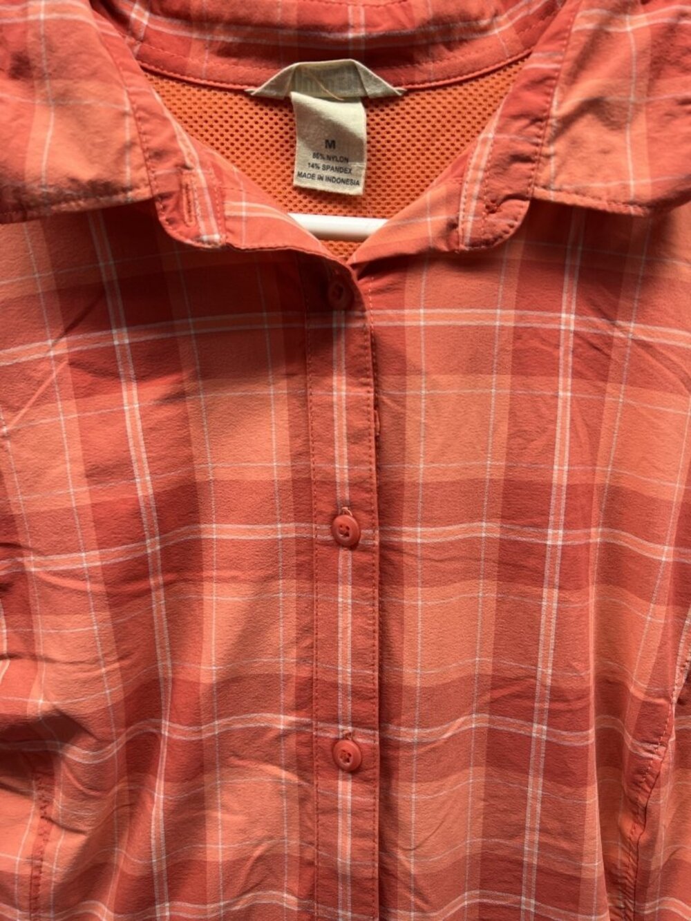 Duluth Trading Co Shirt Women Medium Orange Plaid Collared Long Sleeve Button - Picture 7 of 10